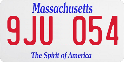MA license plate 9JU054