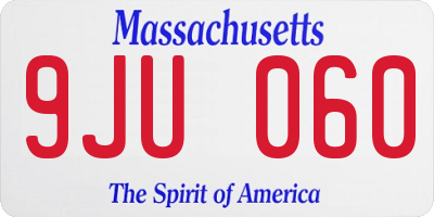 MA license plate 9JU060