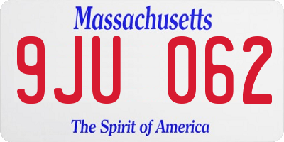 MA license plate 9JU062
