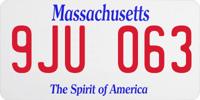 MA license plate 9JU063