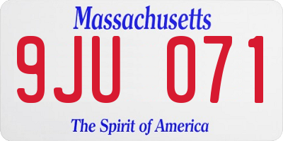 MA license plate 9JU071
