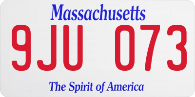 MA license plate 9JU073