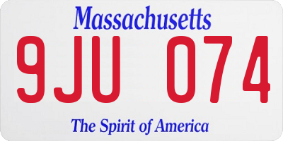 MA license plate 9JU074