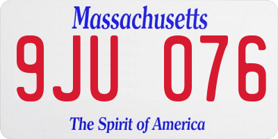 MA license plate 9JU076