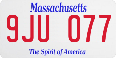 MA license plate 9JU077