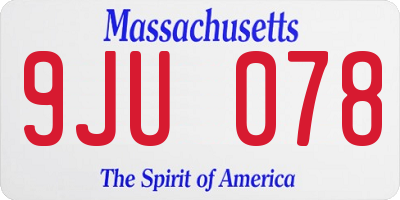 MA license plate 9JU078