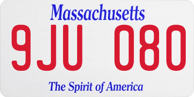 MA license plate 9JU080