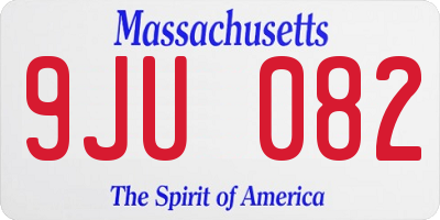 MA license plate 9JU082
