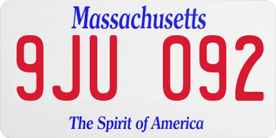 MA license plate 9JU092