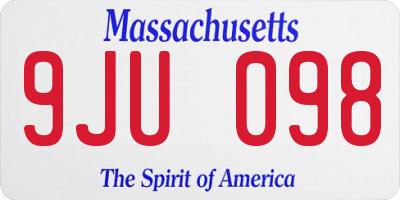 MA license plate 9JU098