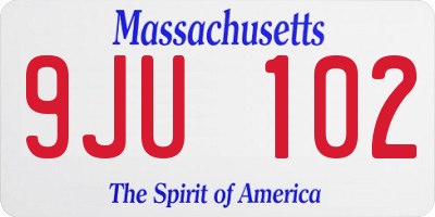 MA license plate 9JU102