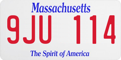 MA license plate 9JU114