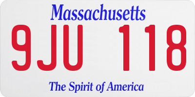 MA license plate 9JU118