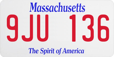 MA license plate 9JU136