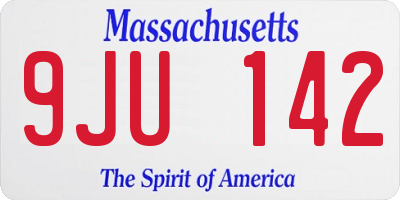 MA license plate 9JU142