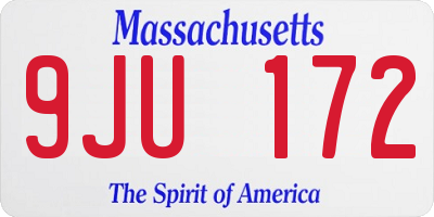 MA license plate 9JU172