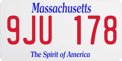 MA license plate 9JU178