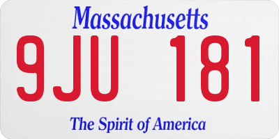 MA license plate 9JU181