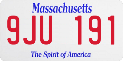 MA license plate 9JU191