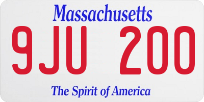 MA license plate 9JU200