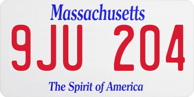 MA license plate 9JU204