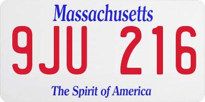 MA license plate 9JU216