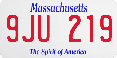 MA license plate 9JU219
