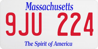 MA license plate 9JU224