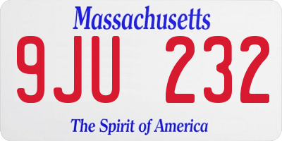 MA license plate 9JU232