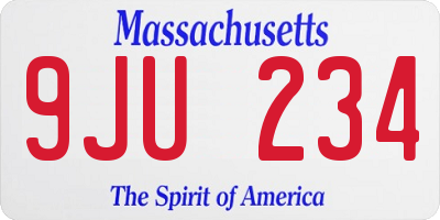 MA license plate 9JU234