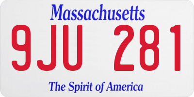 MA license plate 9JU281