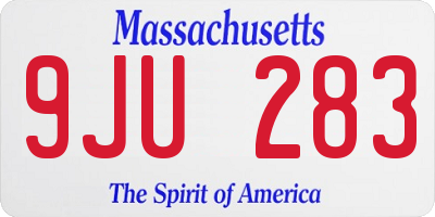 MA license plate 9JU283