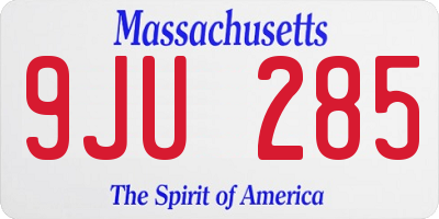 MA license plate 9JU285
