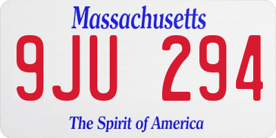 MA license plate 9JU294