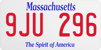 MA license plate 9JU296