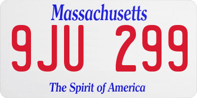 MA license plate 9JU299