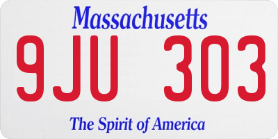 MA license plate 9JU303