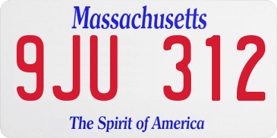 MA license plate 9JU312