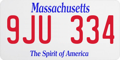 MA license plate 9JU334