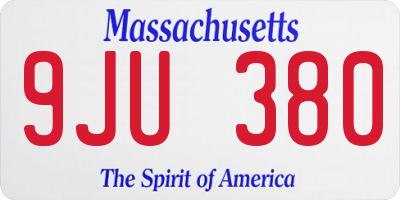 MA license plate 9JU380