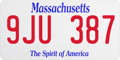 MA license plate 9JU387