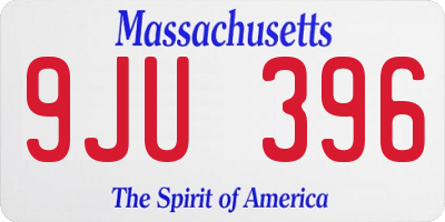 MA license plate 9JU396