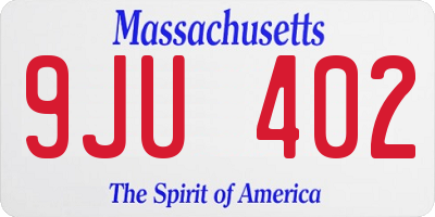 MA license plate 9JU402