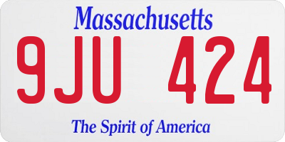 MA license plate 9JU424