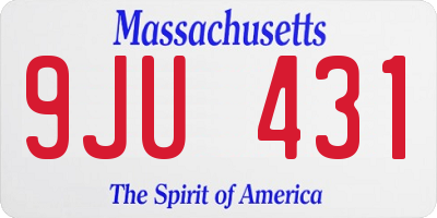 MA license plate 9JU431