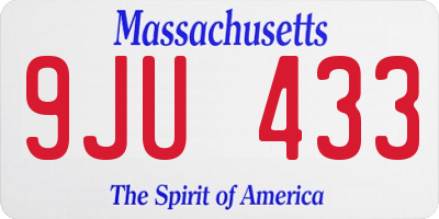 MA license plate 9JU433
