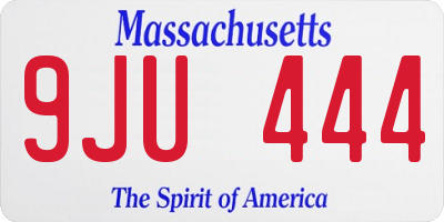MA license plate 9JU444