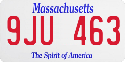 MA license plate 9JU463