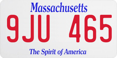 MA license plate 9JU465