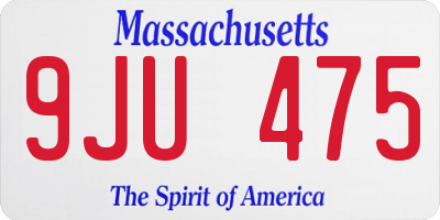 MA license plate 9JU475